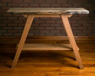 Live Edge Entry Table, Hall Table, Wall Table With Shelf, Hackberry Live Edge, White Oak 6 small
