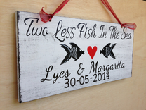 Two Less Fish In The Sea Wedding Name Sign 3 small
