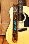 Hand Tooled And Painted Custom Western Leather Guitar Strap 2 small