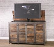 Vintage Modern Tv Lift Cabinet. Electronic Media Console With Lift. Rustic Entertainment Center. 1 small