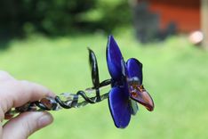Glass Orchid Long Stemmed Handmade 4 small