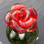 Glass And Stainless Steel Red Rose Bottle Stopper 2 small