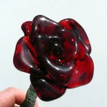Extra Large Long-Stemmed Red Glass Rose "Forever Untamed Rose'' 2 small