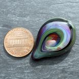 Hand-Blown Glass Guitar Pick With Multi-Colored Abstract Design 1 small