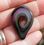 Hand-Blown Glass Guitar Pick With Multi-Colored Abstract Design 2 small
