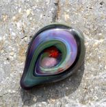Hand-Blown Glass Guitar Pick With Multi-Colored Abstract Design 4 small
