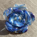 Hand-Blown Glass Rose Bottle Stopper In Blue Swirls 2 small