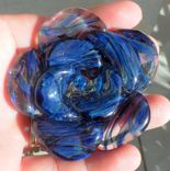 Hand-Blown Glass Rose Bottle Stopper In Blue Swirls 4 small