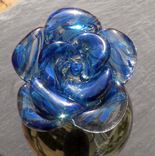 Hand-Blown Glass Rose Bottle Stopper In Blue Swirls 5 small