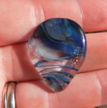 Hand-Blown Glass Guitar Pick In Blue Swirls 2 small