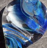 Hand-Blown Glass Guitar Pick In Blue Swirls 3 small