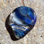 Hand-Blown Glass Guitar Pick In Blue Swirls 4 small