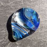 Hand-Blown Glass Guitar Pick In Blue Swirls 5 small