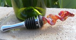 Pink And Purple Hand-Blown Glass Twist Bottle Stopper 2 small