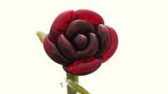 Dark Red Glass Rose Ornament 1 small
