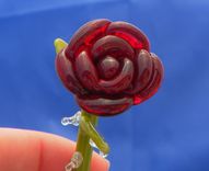 Dark Red Glass Rose Ornament 3 small