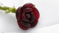 Dark Red Glass Rose Ornament 4 small
