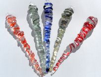Brightly Colored Hand-Blown Glass Icicle Ornament 3 small