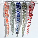 Brightly Colored Hand-Blown Glass Icicle Ornament 4 small
