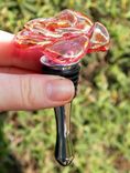 Large Transparent Pink Glass Rose And Stainless Steel Bottle Stopper 1 small