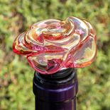 Large Transparent Pink Glass Rose And Stainless Steel Bottle Stopper 2 small