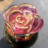 Large Transparent Pink Glass Rose And Stainless Steel Bottle Stopper 4 small