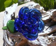 Cobalt Blue Glass Rose Ornament "Blue Forever'' 3 small