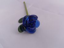 Cobalt Blue Glass Rose Ornament "Blue Forever'' 4 small