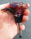 Stainless Steel Bottle Stopper With Hand-Blown Purple And Amber Glass Rose 2 small