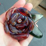 Stainless Steel Bottle Stopper With Hand-Blown Purple And Amber Glass Rose 3 small