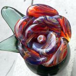 Stainless Steel Bottle Stopper With Hand-Blown Purple And Amber Glass Rose 4 small