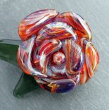 Stainless Steel Bottle Stopper With Hand-Blown Purple And Amber Glass Rose 5 small