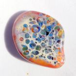 Tan Glass Guitar Pick With Blue Green Fritted Glass 1 small