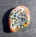 Tan Glass Guitar Pick With Blue Green Fritted Glass 2 small