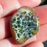 Tan Glass Guitar Pick With Blue Green Fritted Glass 3 small