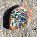 Tan Glass Guitar Pick With Blue Green Fritted Glass 4 small