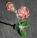 Hand-Blown Long-Stemmed Glass Roses In Pink And Gold 2 small