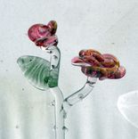 Hand-Blown Long-Stemmed Glass Roses In Pink And Gold 4 small