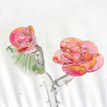 Hand-Blown Long-Stemmed Glass Roses In Pink And Gold 5 small