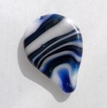 Hand-Blown Glass Guitar Pick In Blue And White Swirls 1 small