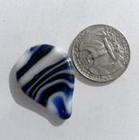 Hand-Blown Glass Guitar Pick In Blue And White Swirls 2 small