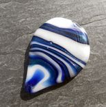 Hand-Blown Glass Guitar Pick In Blue And White Swirls 3 small