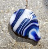 Hand-Blown Glass Guitar Pick In Blue And White Swirls 4 small