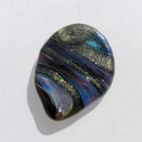 Guitar Pick Handblown Glass Lampwork Sparkling Green Blue Twist 1 small