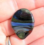 Guitar Pick Handblown Glass Lampwork Sparkling Green Blue Twist 2 small
