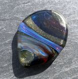 Guitar Pick Handblown Glass Lampwork Sparkling Green Blue Twist 3 small