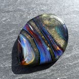Guitar Pick Handblown Glass Lampwork Sparkling Green Blue Twist 4 small