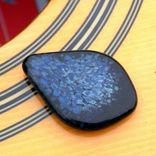 Guitar Pick Handmade Glass Lampwork Black Blue Speckles 1 small