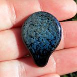 Guitar Pick Handmade Glass Lampwork Black Blue Speckles 5 small