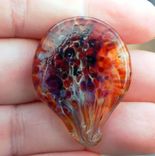 Guitar Pick Handblown Glass Lampwork Deep Amber Purple Frit 1 small